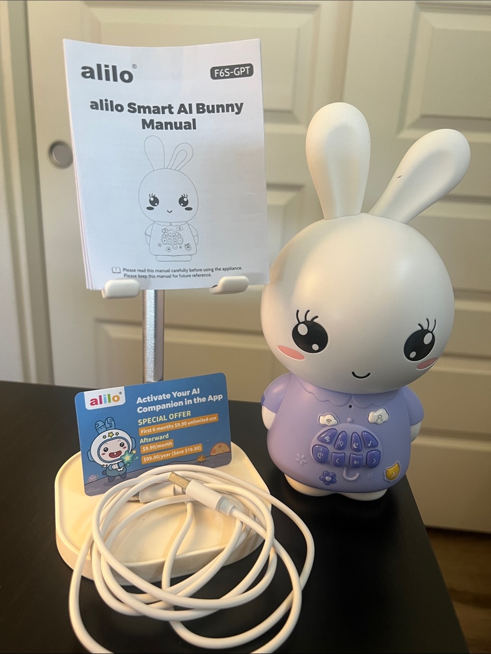 Smart AI Bunny - White & Lavender Interactive Kids Speaker
